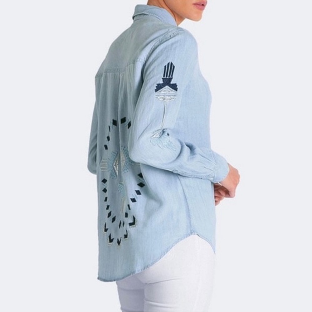Rails Cheyanne Sahara Embroidered Light Blue Denim Shirt